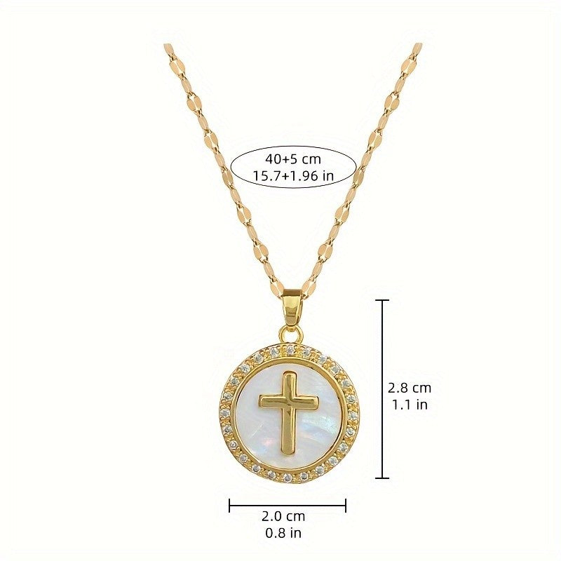 Classy Iridescent Cross Necklace