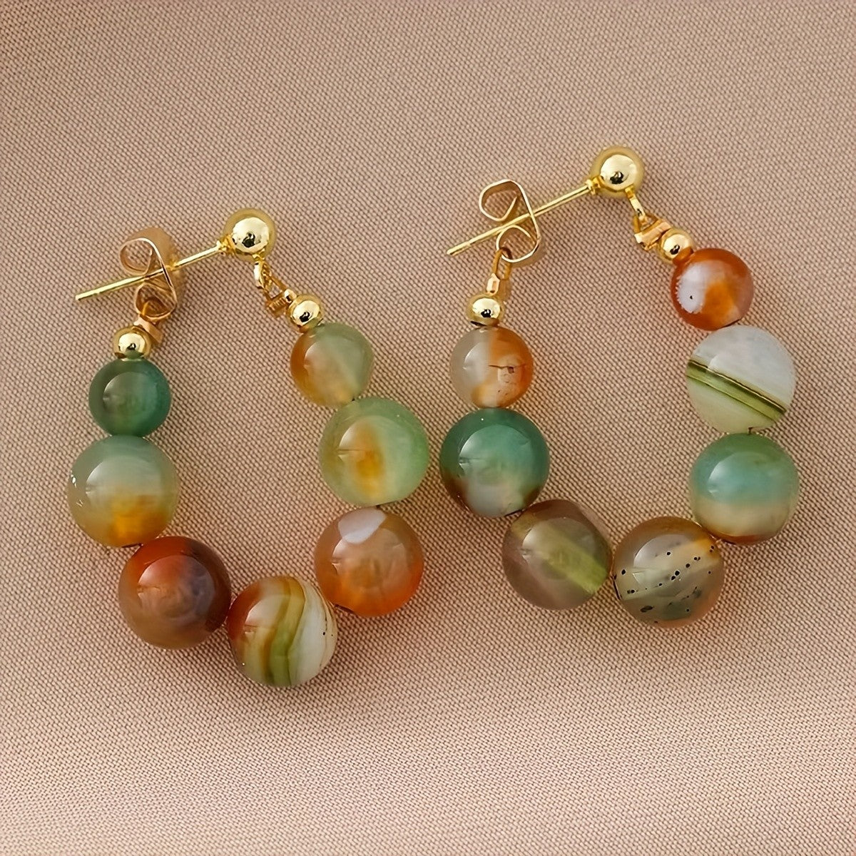 Boho Multicolor Agate Bead Earrings