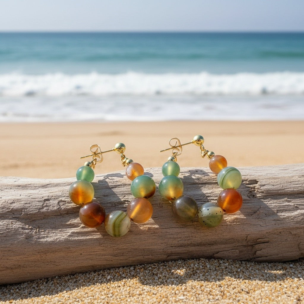 Boho Multicolor Agate Bead Earrings