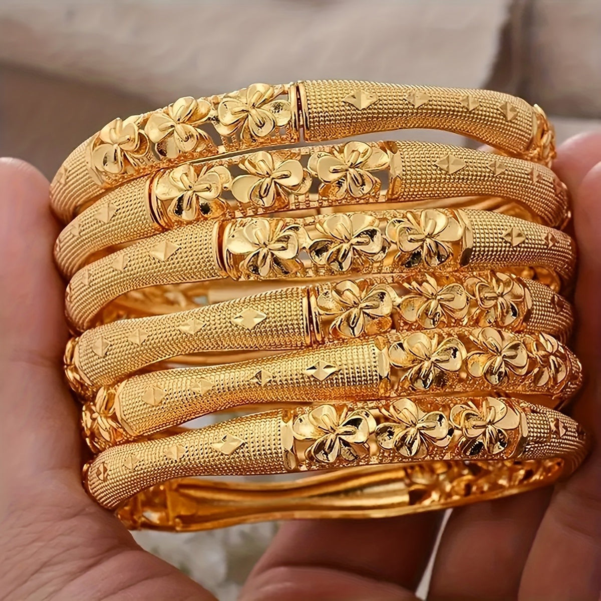 Boho Floral Open Cuff Bracelet