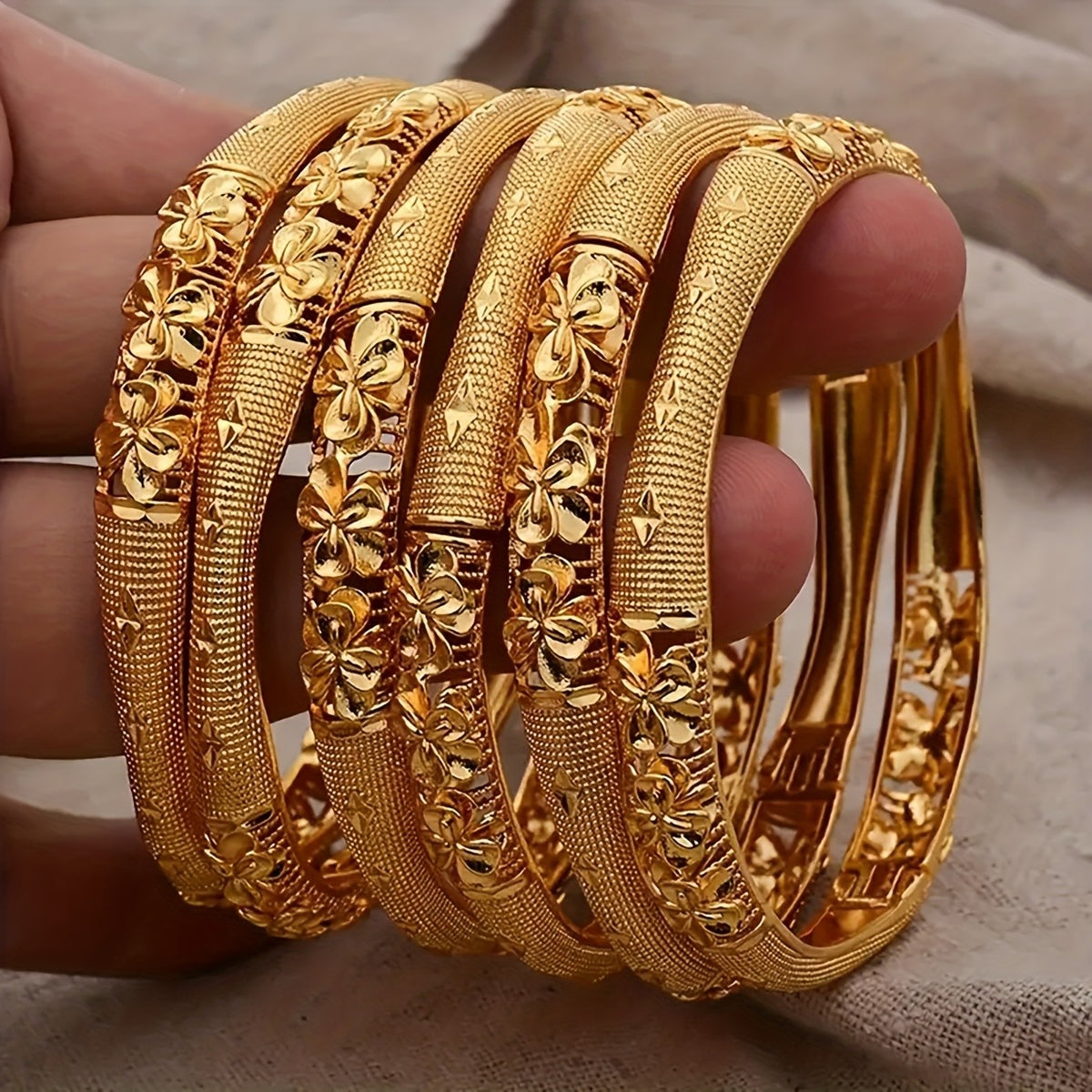 Boho Floral Open Cuff Bracelet