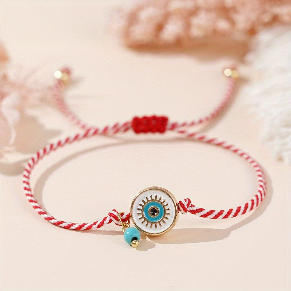 Dainty Braided Evil Eye Bracelet