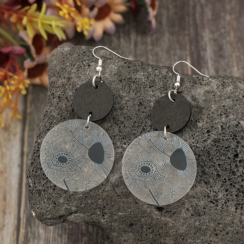 Vintage Floral Acrylic Drop Earrings