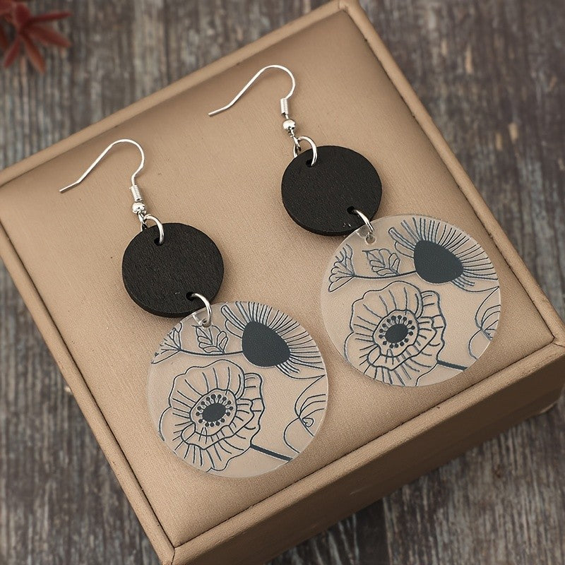 Vintage Floral Acrylic Drop Earrings