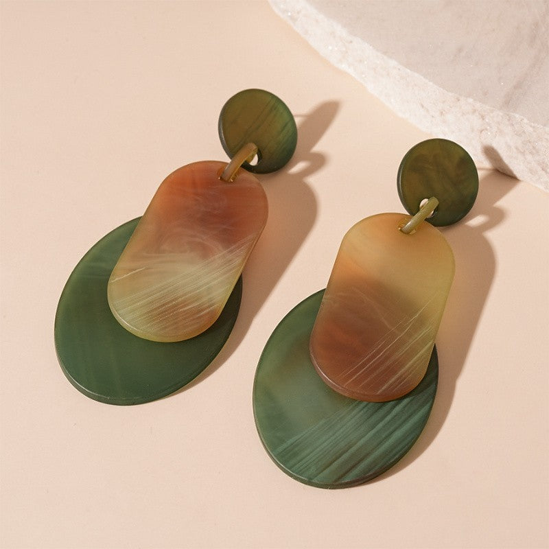 Elegant Marbled Acrylic Layered Drop Earrings
