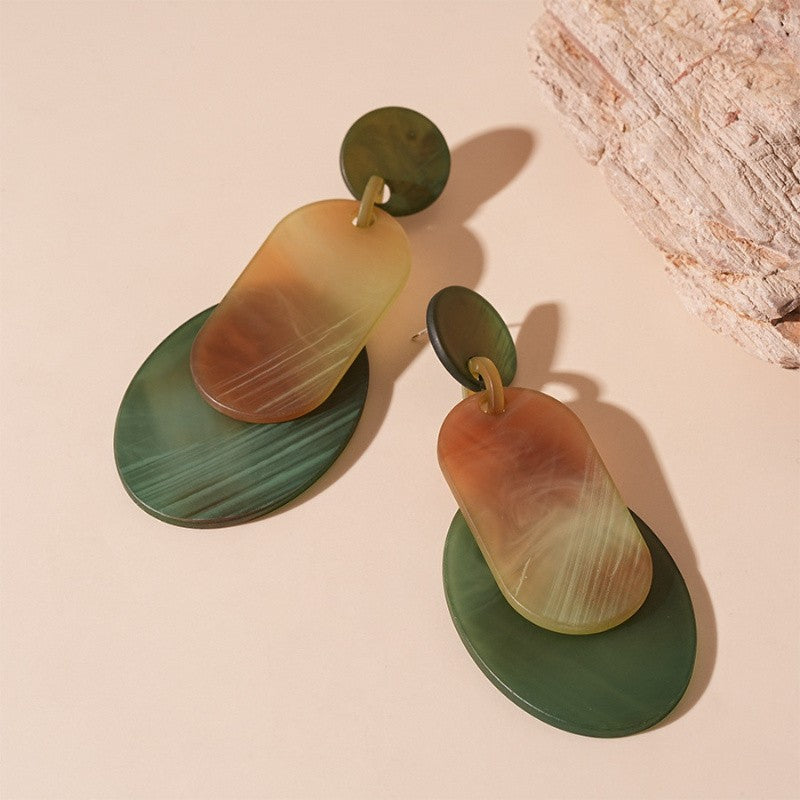 Elegant Marbled Acrylic Layered Drop Earrings