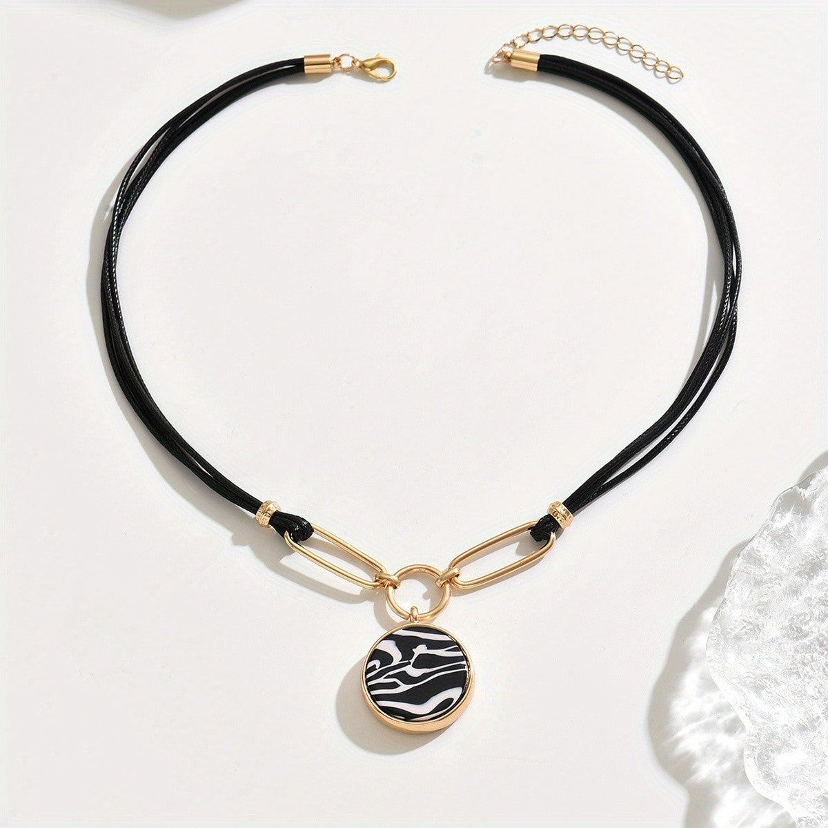 Classy Zebra Print Rope Necklace