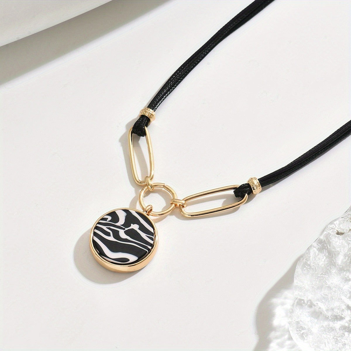 Classy Zebra Print Rope Necklace