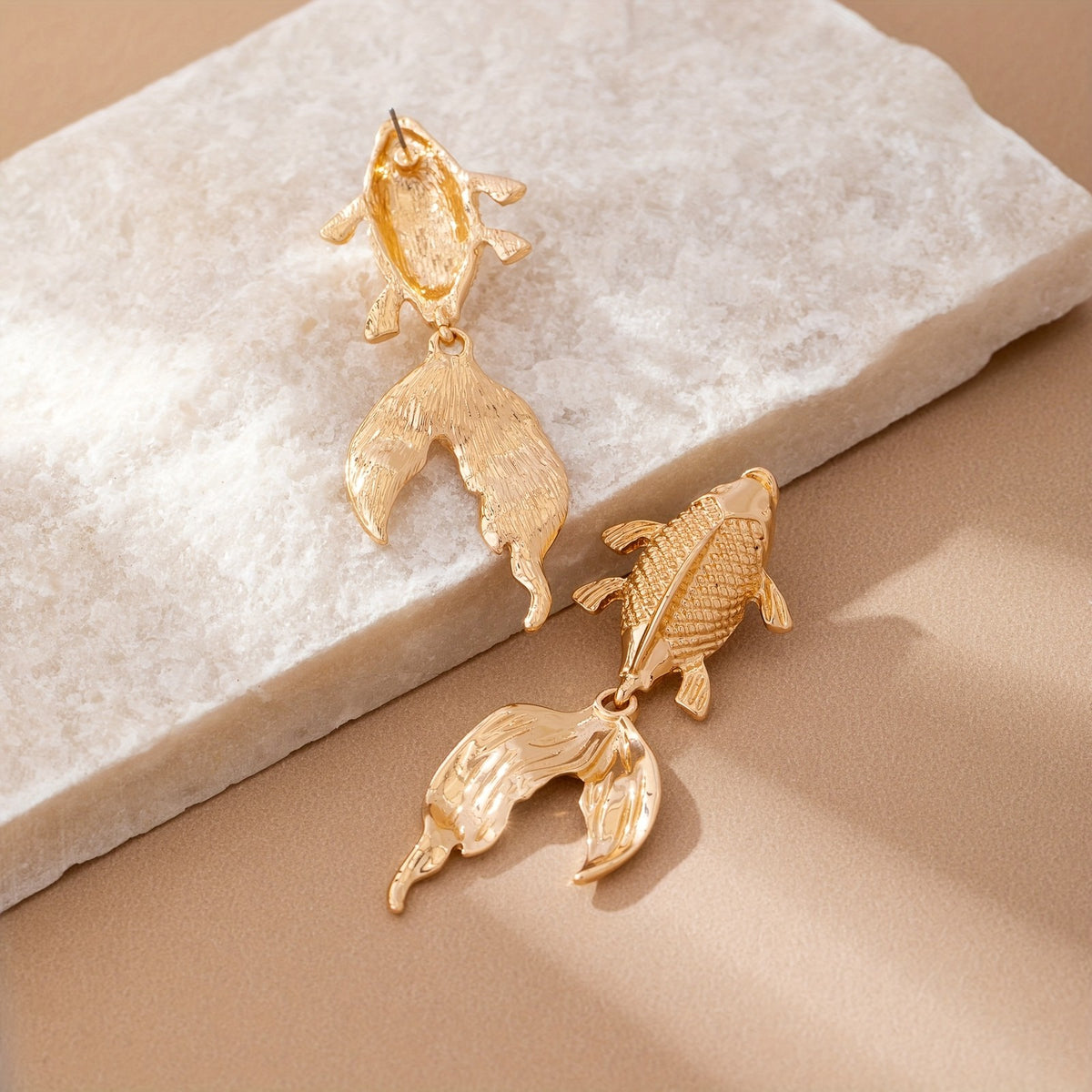 14k Boho Fish Drop Earrings