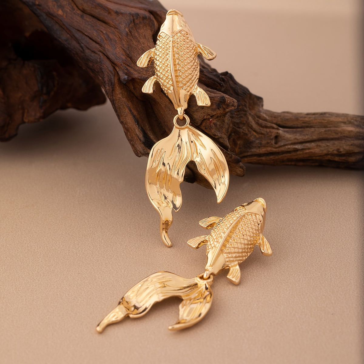 14k Boho Fish Drop Earrings