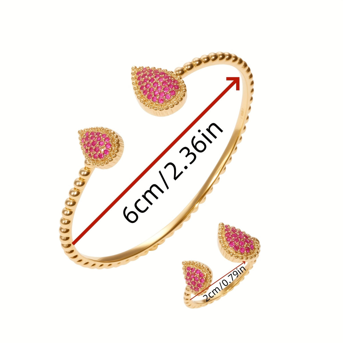 Elegant Teardrop CZ Bangle Set
