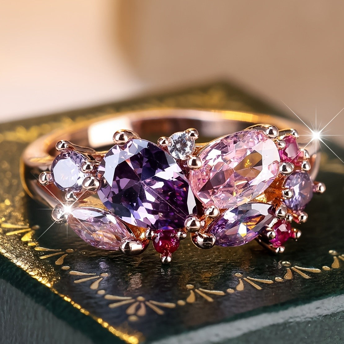 14k Boho Floral Cluster Ring