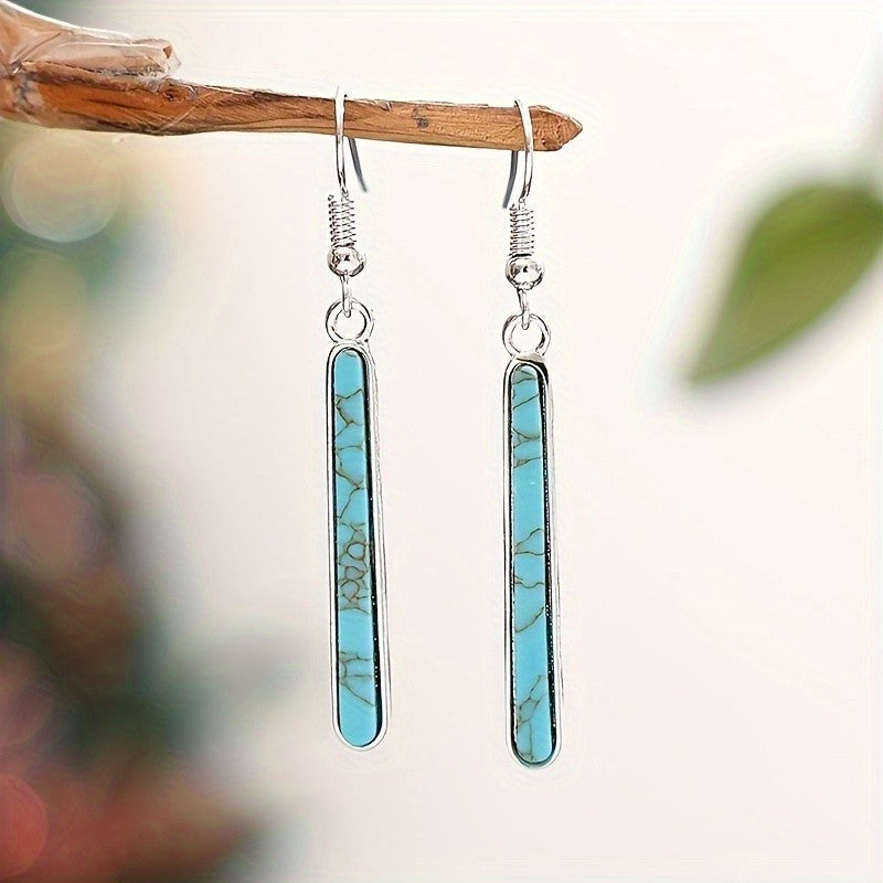Elegant Turquoise Bar Dangle Earrings