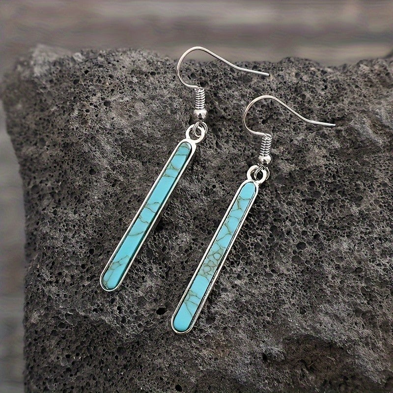 Elegant Turquoise Bar Dangle Earrings