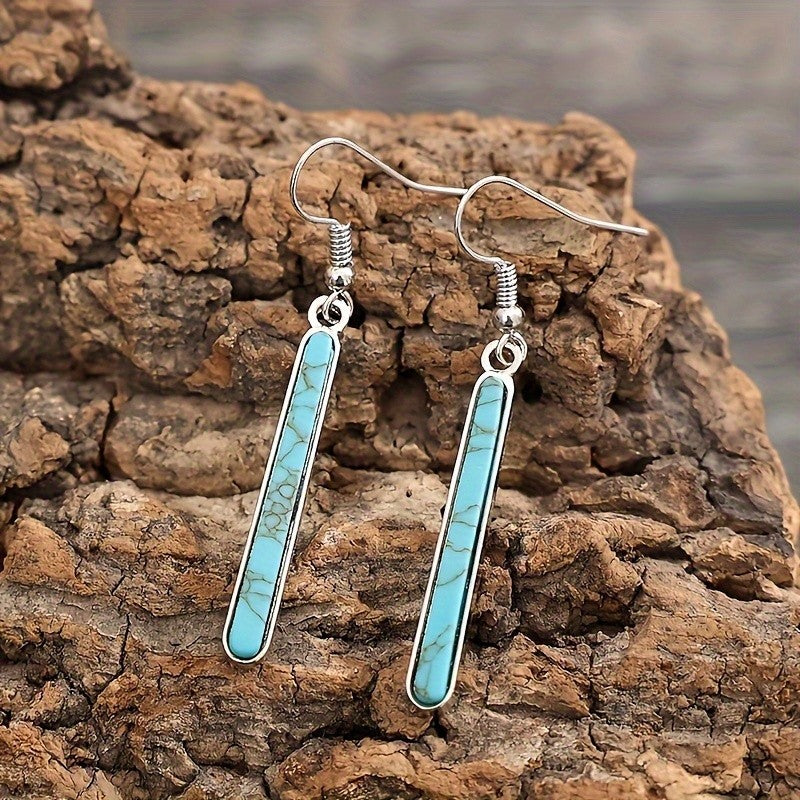Elegant Turquoise Bar Dangle Earrings