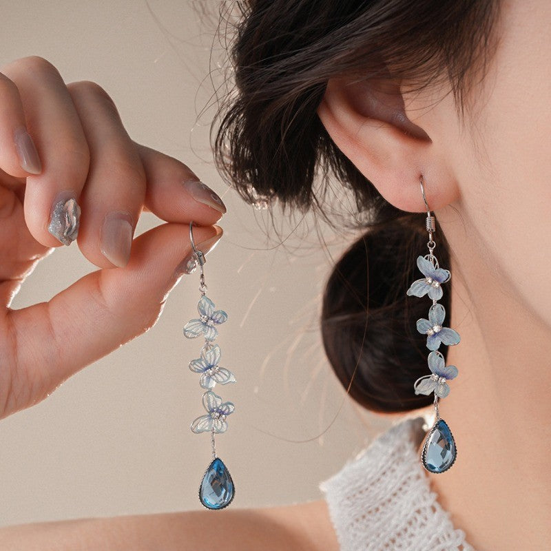 Elegant Blue Butterfly Teardrop Earrings