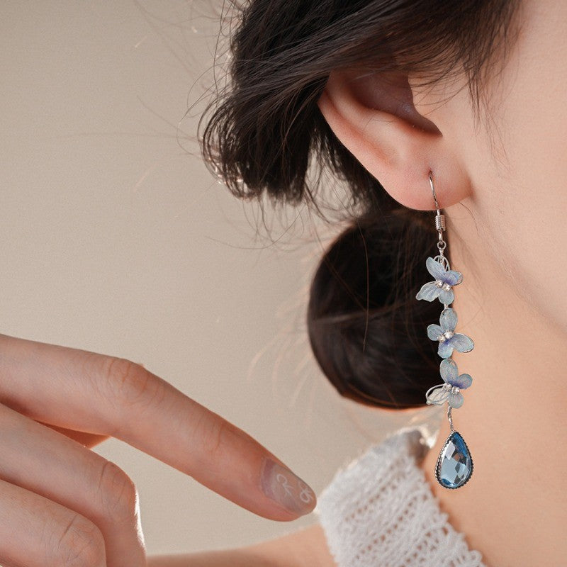 Elegant Blue Butterfly Teardrop Earrings
