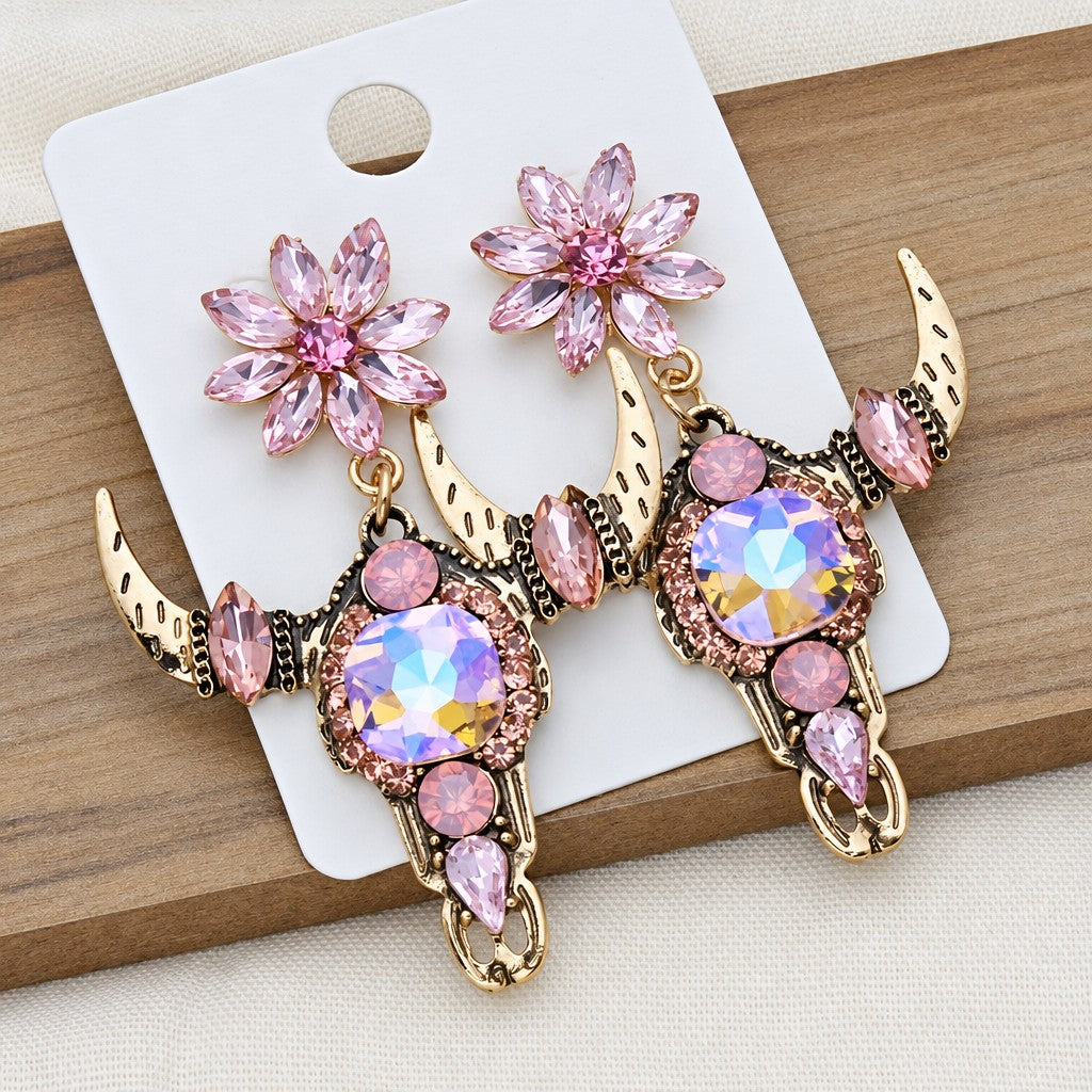 Gothic Western Bull Head Earrings