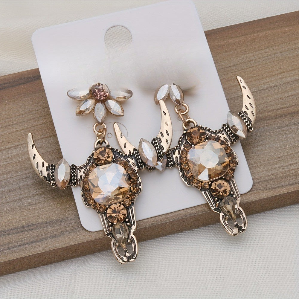Gothic Western Bull Head Earrings