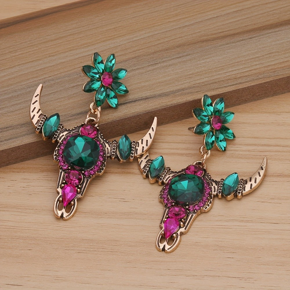 Gothic Western Bull Head Earrings