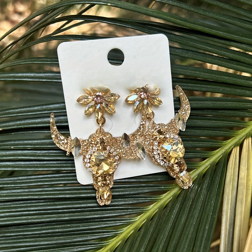 Gothic Western Bull Head Earrings