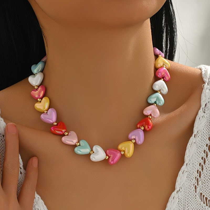 Cute Candy Heart Resin Necklace