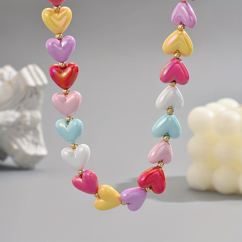 Cute Candy Heart Resin Necklace