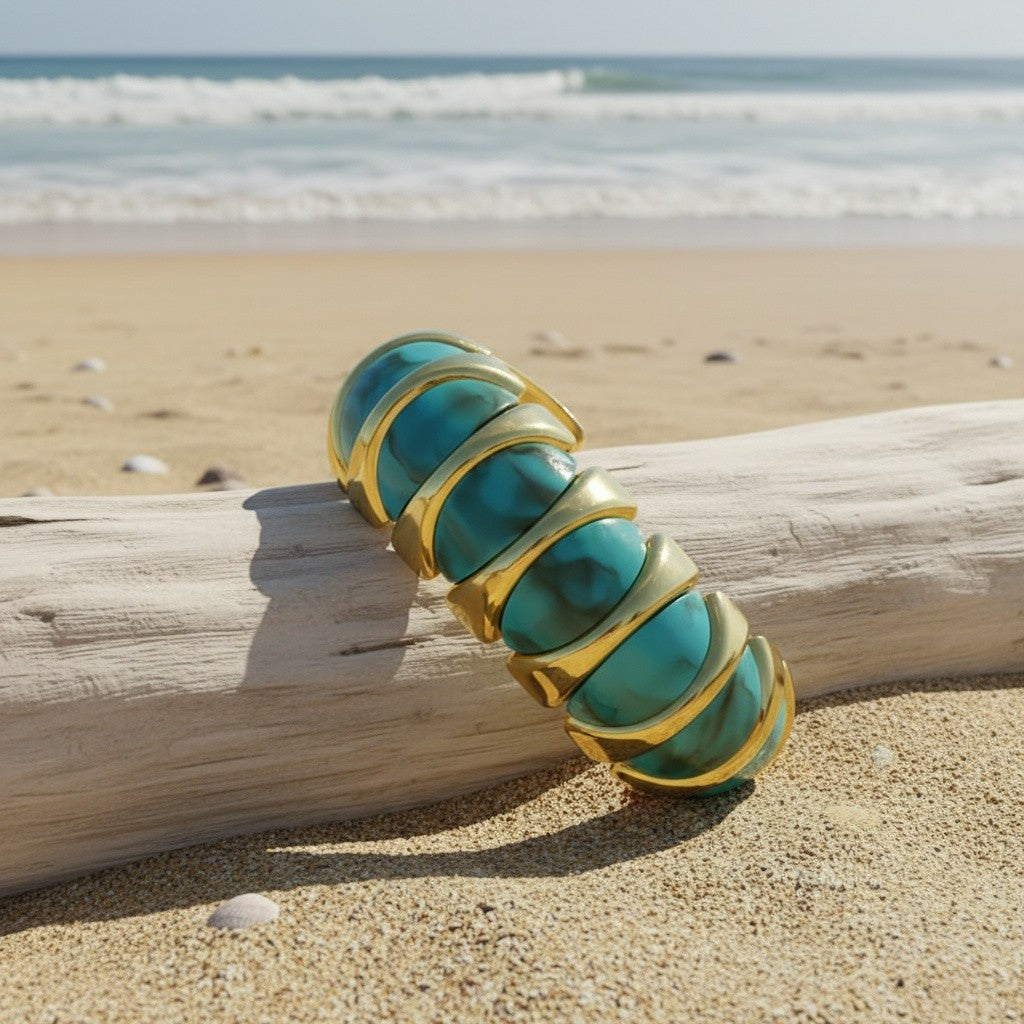 Vintage Teal Resin Cuff Bracelet
