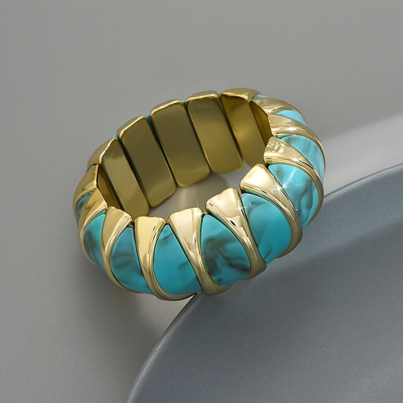 Vintage Teal Resin Cuff Bracelet