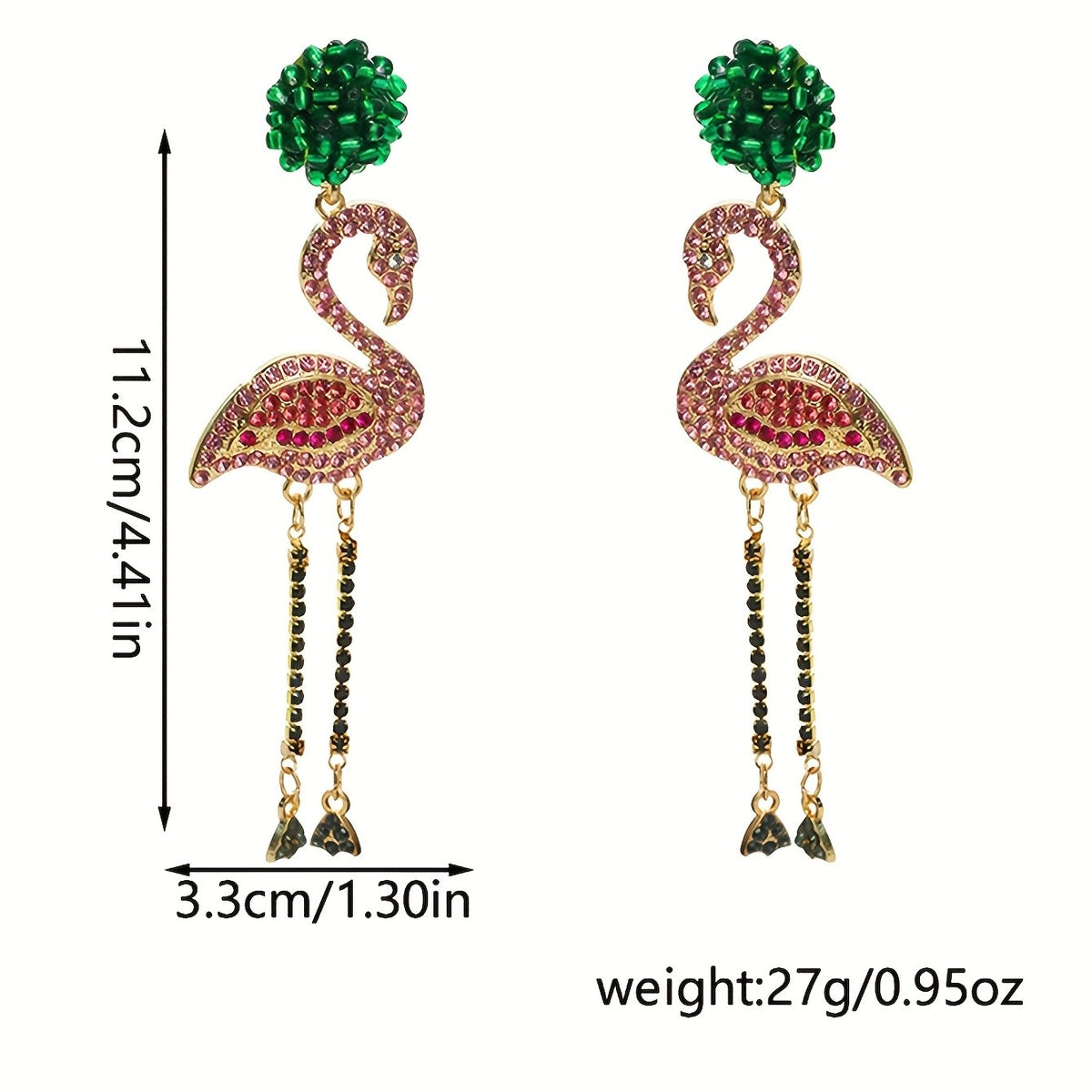 18k Classy Flamingo Tassel Earrings
