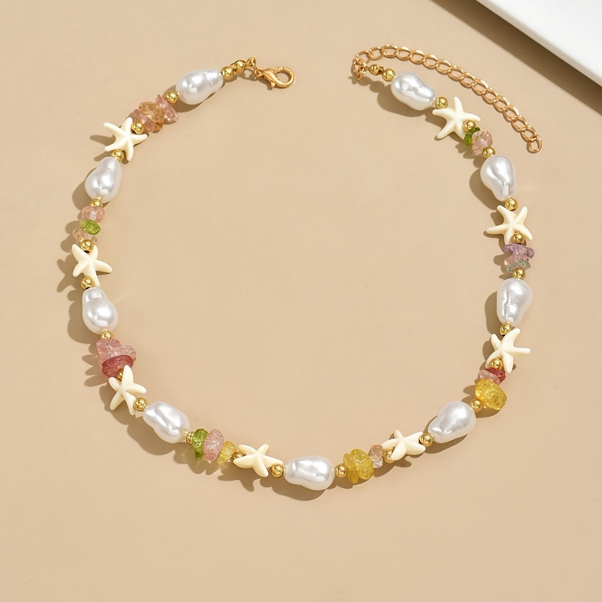 Boho Faux Pearl Starfish Necklace