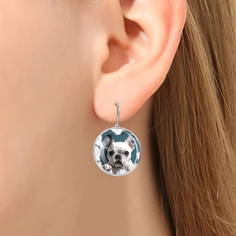 Classy French Bulldog Drop Earrings