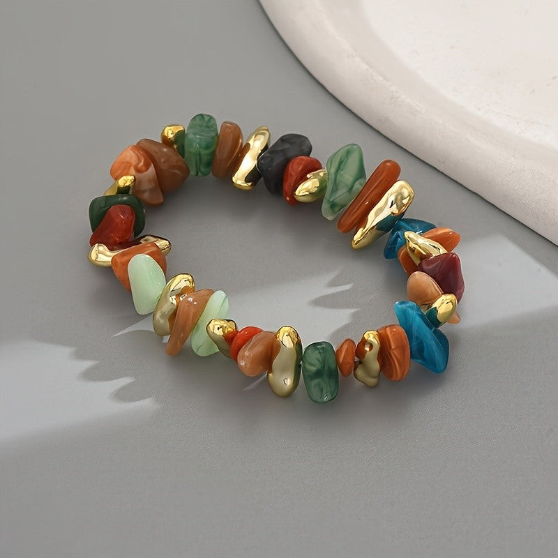 Boho Multi-Color Irregular Resin Bracelet