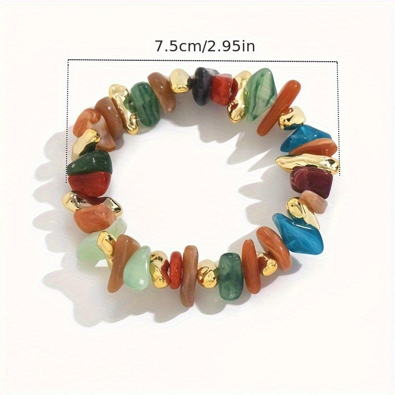 Boho Multi-Color Irregular Resin Bracelet