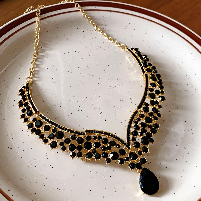 Elegant Black Zircon Collar Necklace