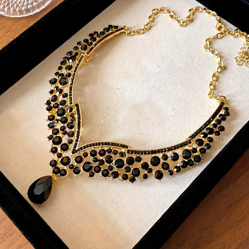 Elegant Black Zircon Collar Necklace