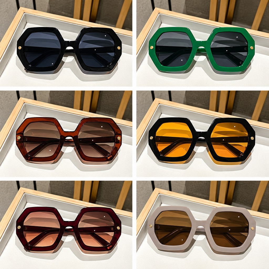 Classy Burgundy Octagon Sunglasses
