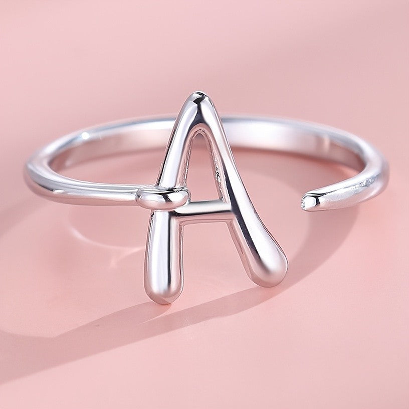 Dainty Adjustable Initial Letter Ring