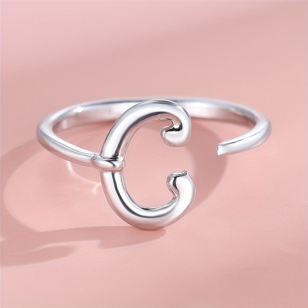 Dainty Adjustable Initial Letter Ring