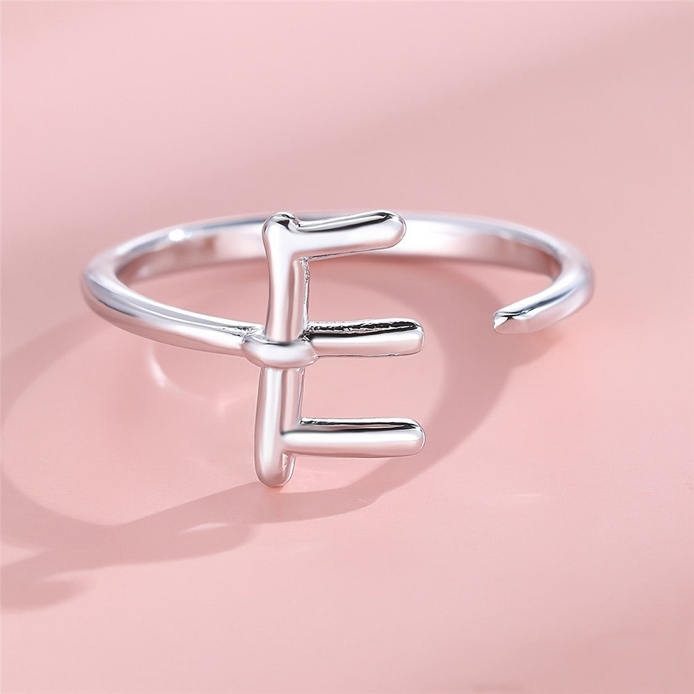 Dainty Adjustable Initial Letter Ring