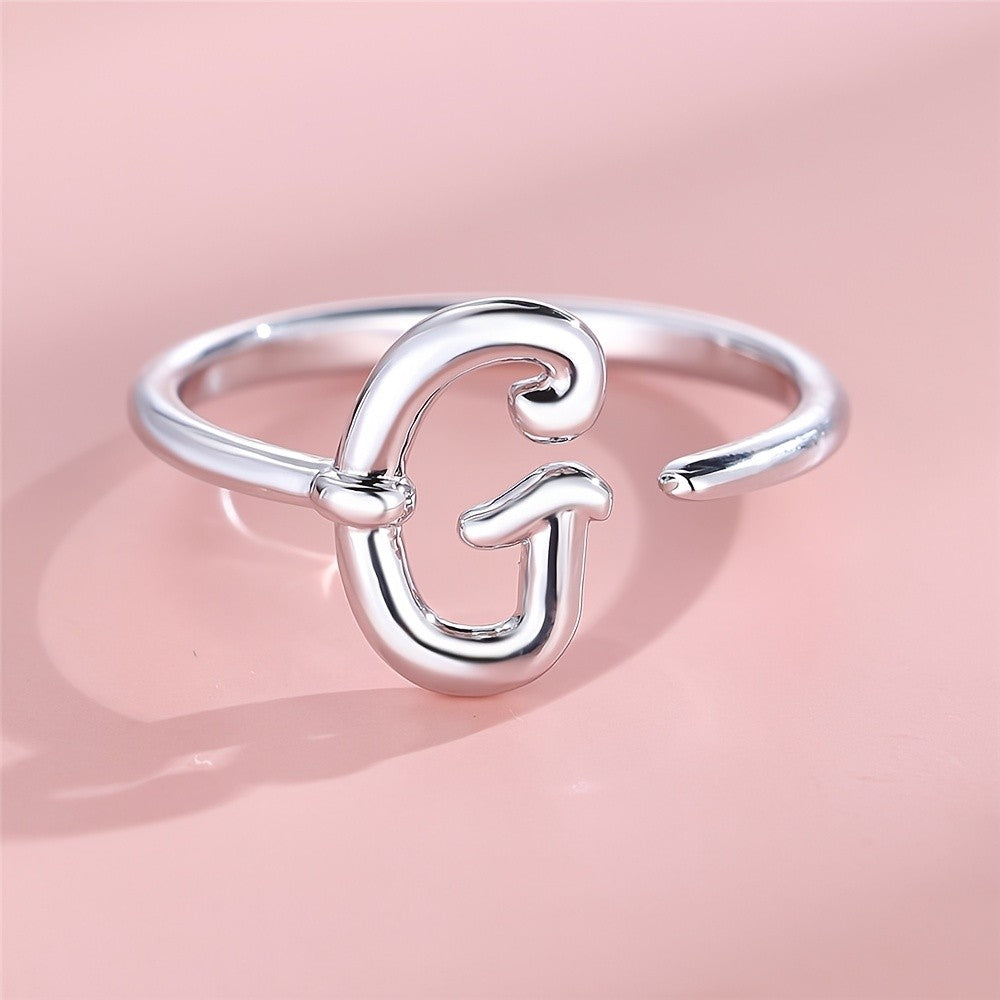 Dainty Adjustable Initial Letter Ring