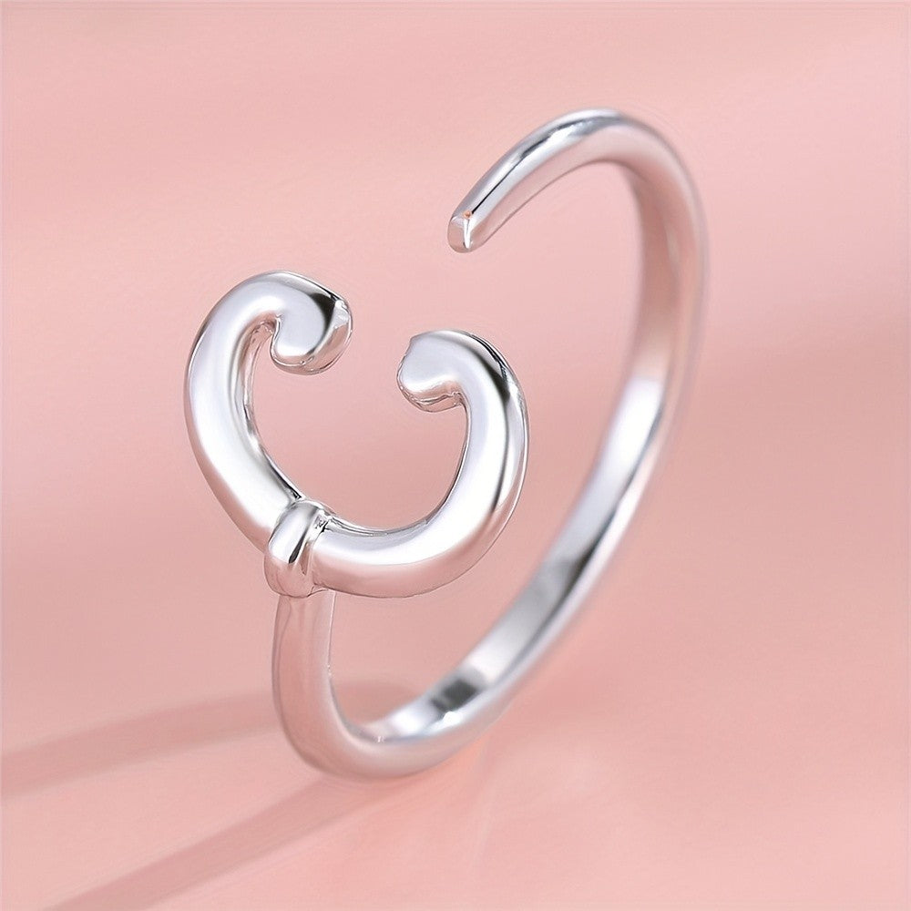Dainty Adjustable Initial Letter Ring
