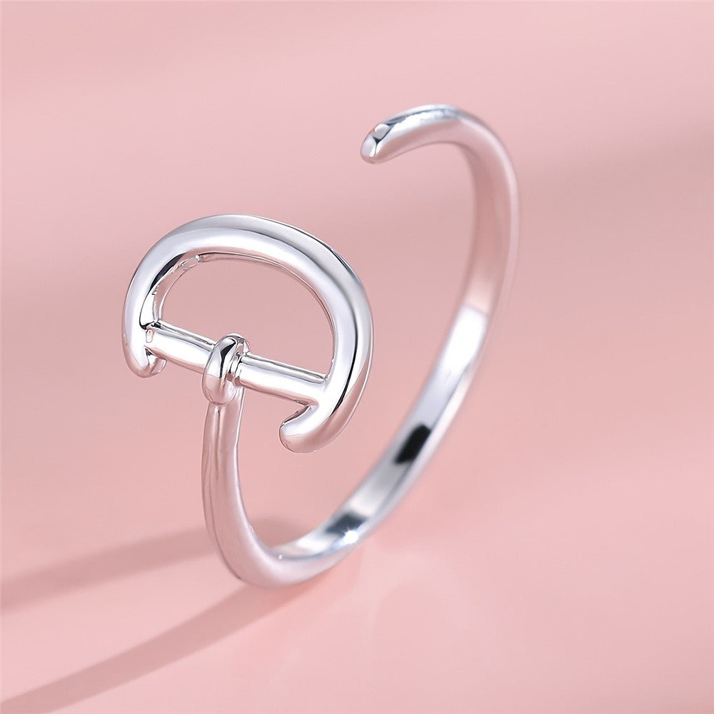 Dainty Adjustable Initial Letter Ring