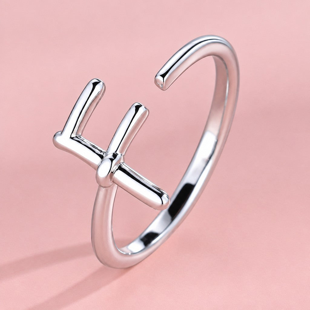 Dainty Adjustable Initial Letter Ring