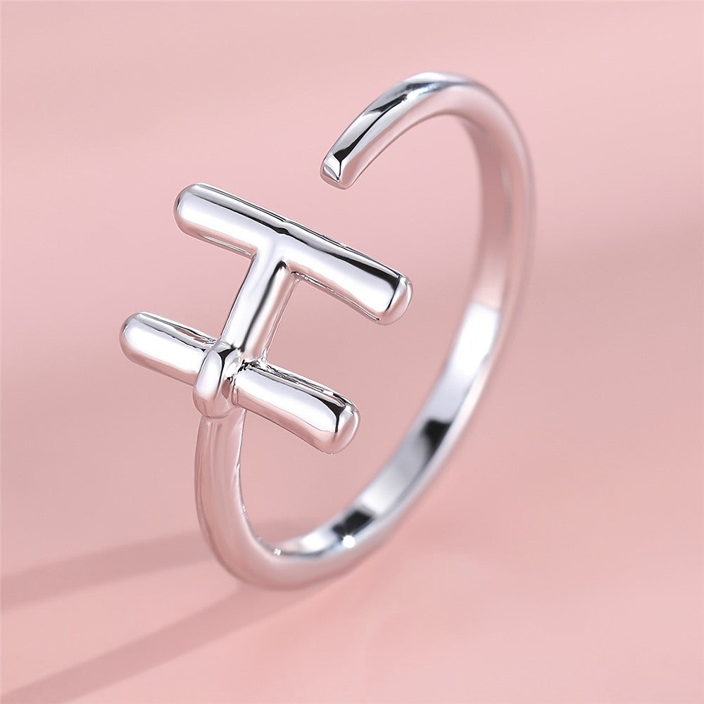 Dainty Adjustable Initial Letter Ring