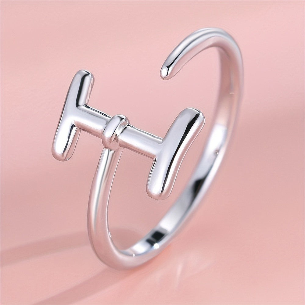 Dainty Adjustable Initial Letter Ring