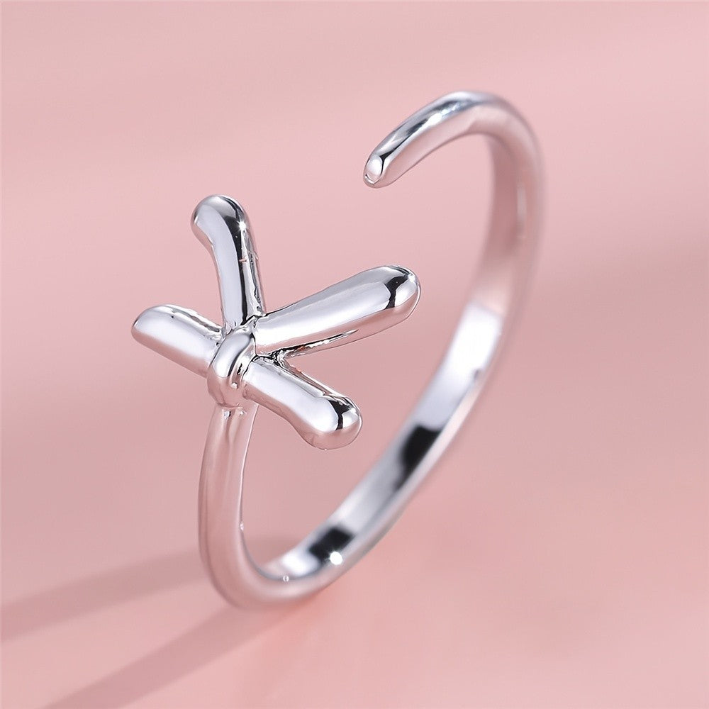 Dainty Adjustable Initial Letter Ring