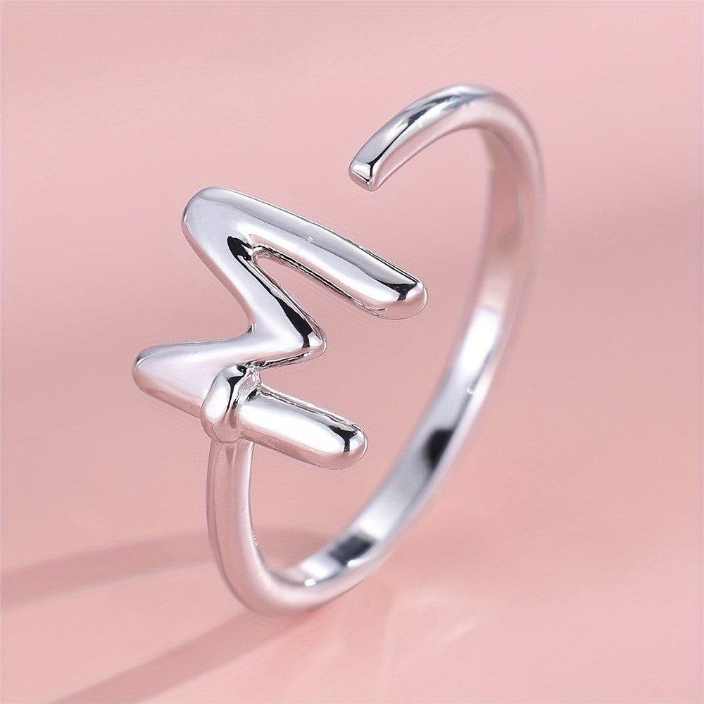 Dainty Adjustable Initial Letter Ring