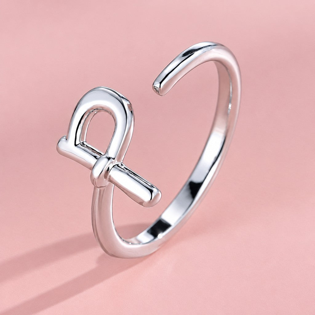 Dainty Adjustable Initial Letter Ring