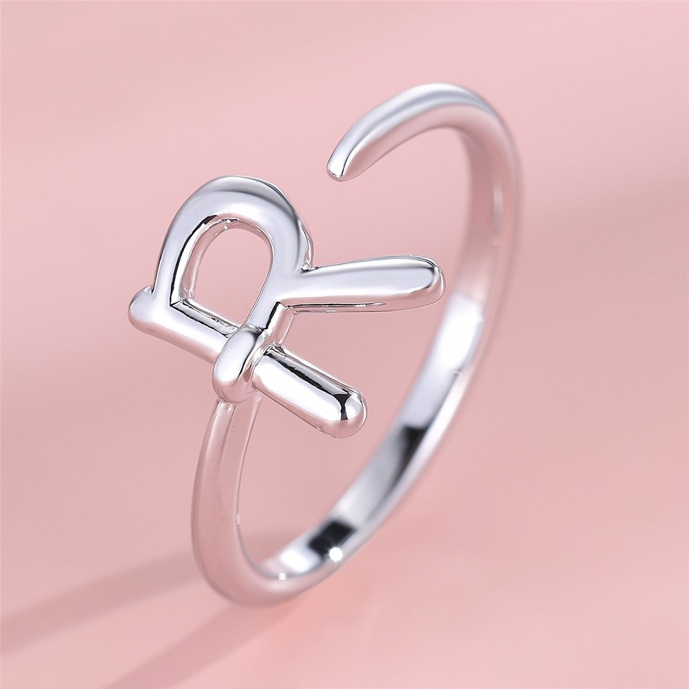 Dainty Adjustable Initial Letter Ring